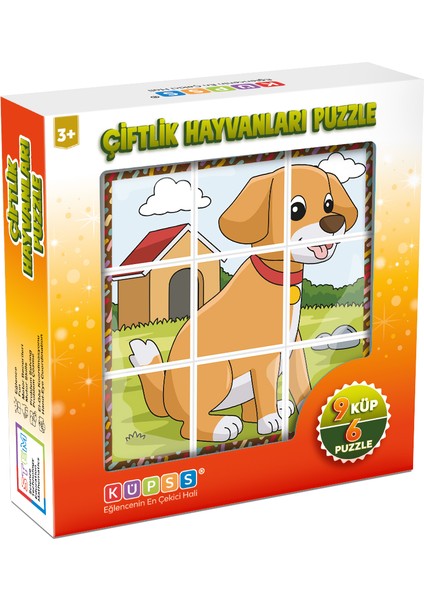 Çiftlik Hayvanları Yapboz - 9 Küp 6 Puzzle