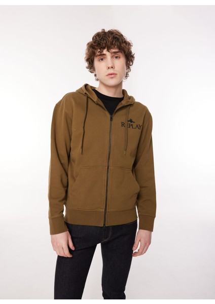Kapüşon Yaka Haki Erkek Sweatshırt M6528 238 Army Green