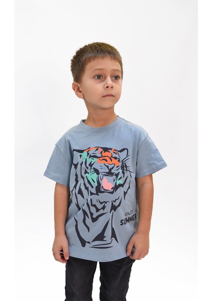 Erkek Çocuk Kaplan Baskılı Tshirt