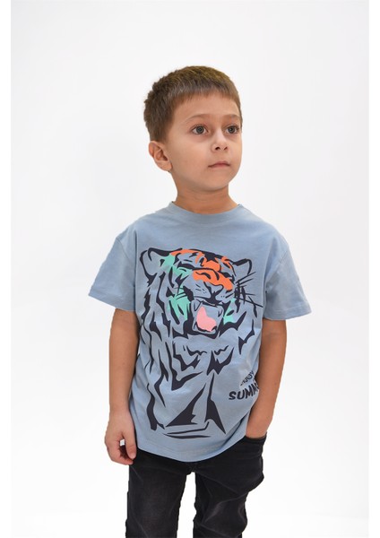 Erkek Çocuk Kaplan Baskılı Tshirt