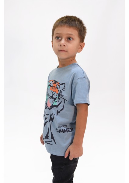 Erkek Çocuk Kaplan Baskılı Tshirt