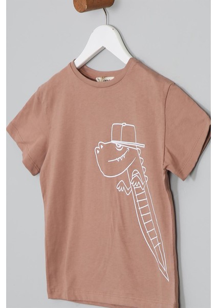 Erkek Çocuk Regular Fit Dinazor Baskılı Kısa Kollu Tişört fiyatları
