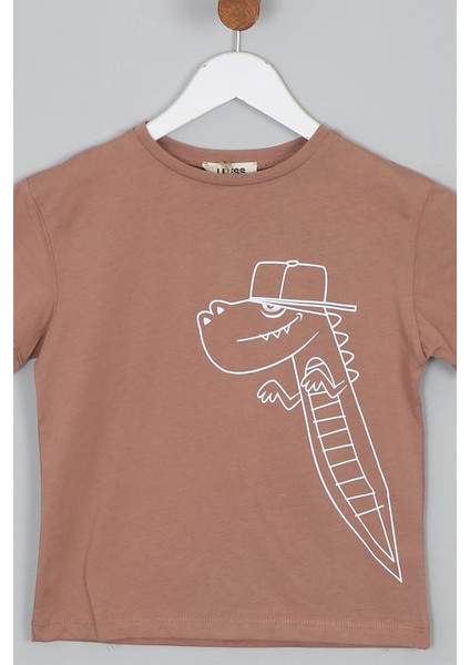 Erkek Çocuk Regular Fit Dinazor Baskılı Kısa Kollu Tişört modelleri