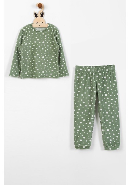 Kız Çocuk Termal Soft Yeşil Puantiye Desen Pijama Takım fırsatları