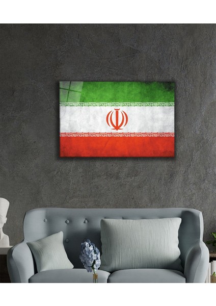 Dekoratif Baskı Duvar Sanatı Iran Cam Tablo Iran Flag