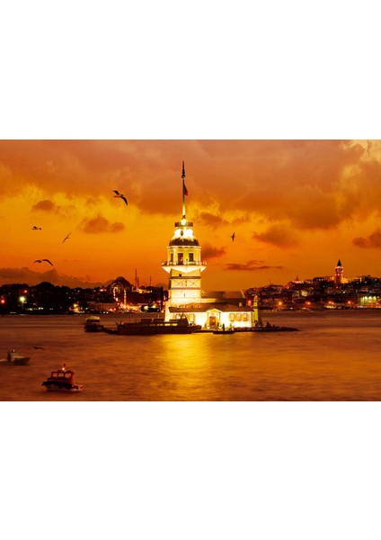 Istanbul Kız Kulesi Puslu Hava Kanvas Tablo