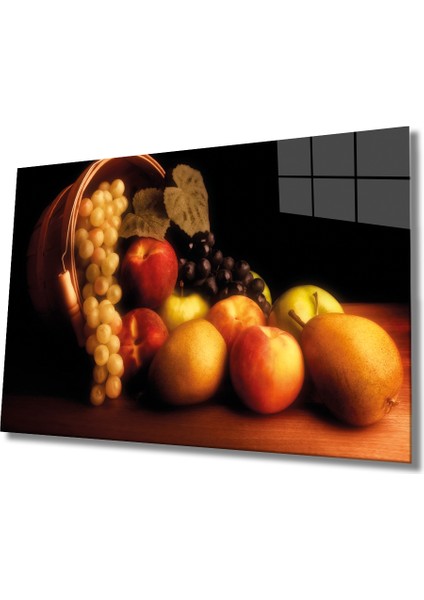 Dekoratif Baskı Duvar Sanatı Sepette Meyveler Cam Tablo Furits In Basket
