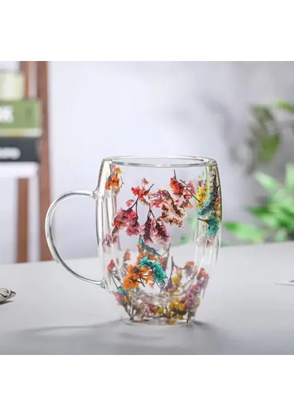 Organik Çiçekli Borosilikat Bardak 350 ml.