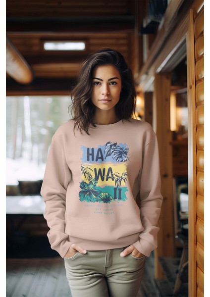 Premium Hawai Plus Tarz Kadın Bisiklet Yaka Sweatshirt