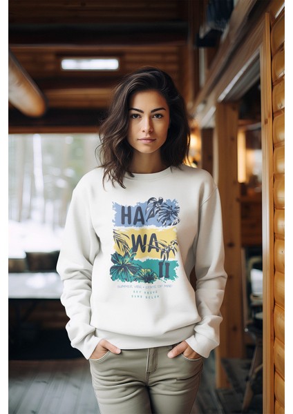 Premium Hawai Plus Tarz Kadın Bisiklet Yaka Sweatshirt