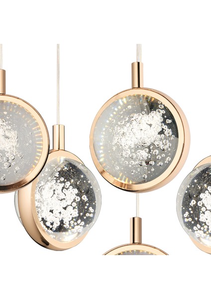 Eldon 6'lı Yuvarlak 3 Renk 75 Watt Gold Kristal Ledli Modern Oturma Odası Salon Sarkıt Avize fırsatları