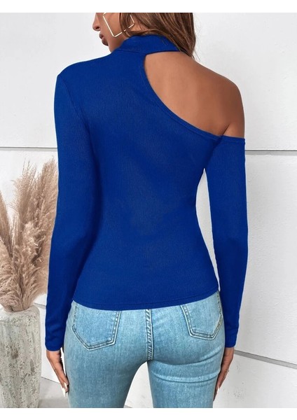 Kadın Uzun Kollu Yarım Balıkçı Yaka Omuzu Açık Kaşkorse Bluz fiyatları
