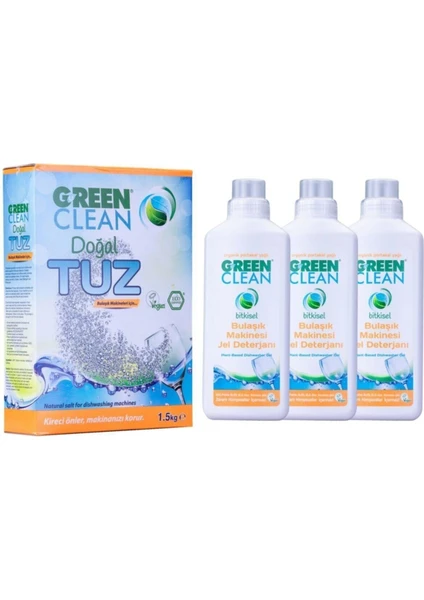 U Green Clean Green Clean Bulaşık Makinesi Jel Deterjan 1000 ml x 3 Adet ve Makine Tuzu 1,5 kg