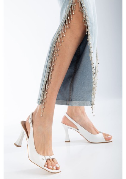 Felya Arkası Açık Topuklu Ayakkabı Bej