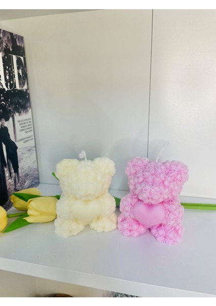 Rose Teddybear Dekoratif Kokulu Mum (Büyük)