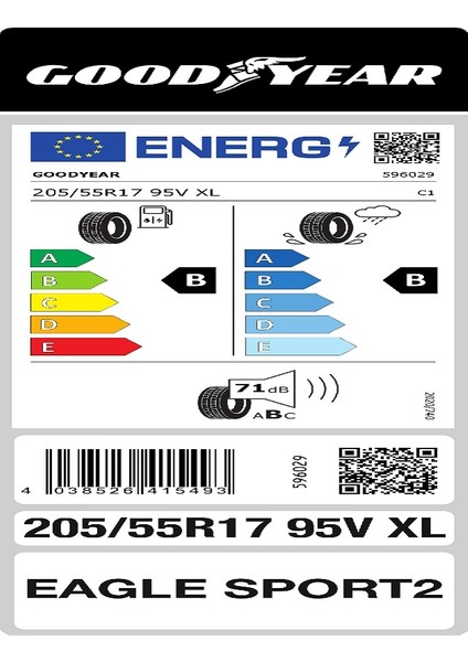 205/55 R17 95V Eagle Sport 2 Xl Oto Yaz Lastiği ( Üretim Yılı: 2023 )