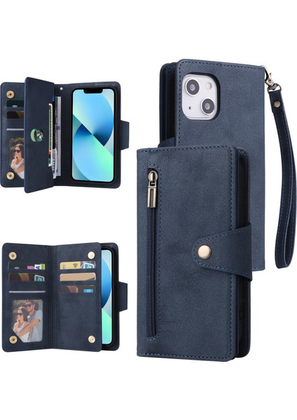 Ile Uyumluiphone 13 Mıknatıslı Deri Zip Cüzdan Kart Sahibi (Yurt Dışından)
