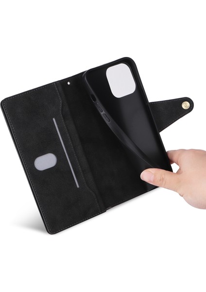 Ile Uyumluiphone 13 Pro Max Mıknatıslı Deri Zip Cüzdan Kart Sahibi (Yurt Dışından)