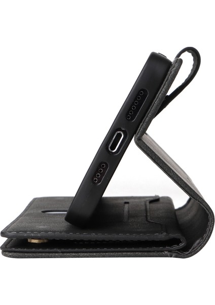 Ile Uyumluiphone 13 Pro Max Mıknatıslı Deri Zip Cüzdan Kart Sahibi (Yurt Dışından)