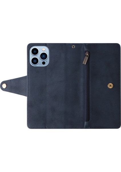 Ile Uyumluiphone 13 Pro Max Mıknatıslı Deri Zip Cüzdan Kart Sahibi (Yurt Dışından)