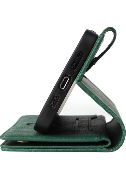 Ile Uyumluiphone 13 Pro Max Mıknatıslı Deri Zip Cüzdan Kart Sahibi (Yurt Dışından)