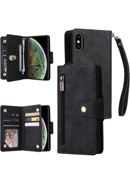 Ile Uyumluiphone Xs Max Mıknatıslı Deri Zip Cüzdan Kart Sahibi (Yurt Dışından)