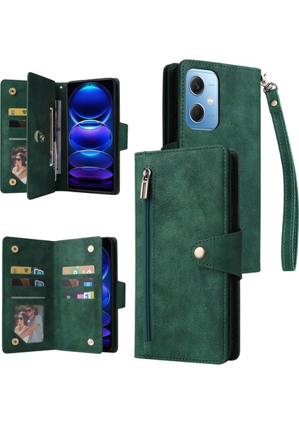 Ile Uyumluredmi Note 12 Mıknatıslı Deri Zip Cüzdan Kart Sahibi (Yurt Dışından)