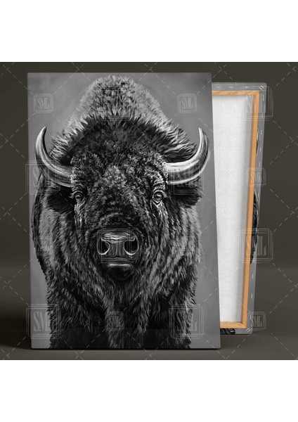Amerikan Bizonu Buffalo Vahşi Doğa Hayvan Dikey Kanvas Tablo fiyatları