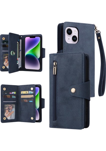 Ile Uyumluiphone 14 Max Mıknatıslı Deri Zip Cüzdan Kart Sahibi (Yurt Dışından)