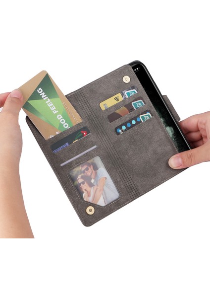 Ile Uyumluiphone 11 Pro Max Mıknatıslı Deri Zip Cüzdan Kart Sahibi (Yurt Dışından)