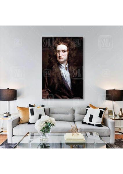 Isaac Newton Ünlü Fizikçi Bilim Insanı Yer Çekimi Dikey Kanvas Tablo