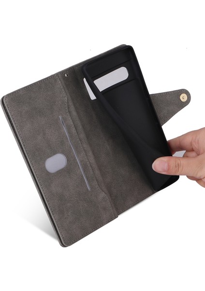 Ile Uyumlugoogle Pixel 7 Pro Mıknatıslı Deri Zip Cüzdan Kart Sahibi (Yurt Dışından) modelleri