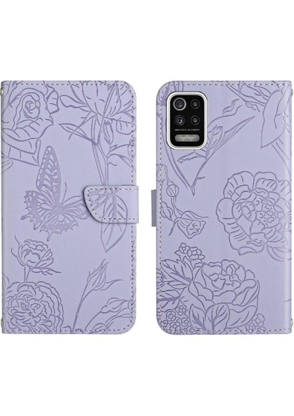 Lg K42 Anti-Damla Koruma Çiçekler ve Bilek Pu ile Kelebekler Için Kılıf (Yurt Dışından)