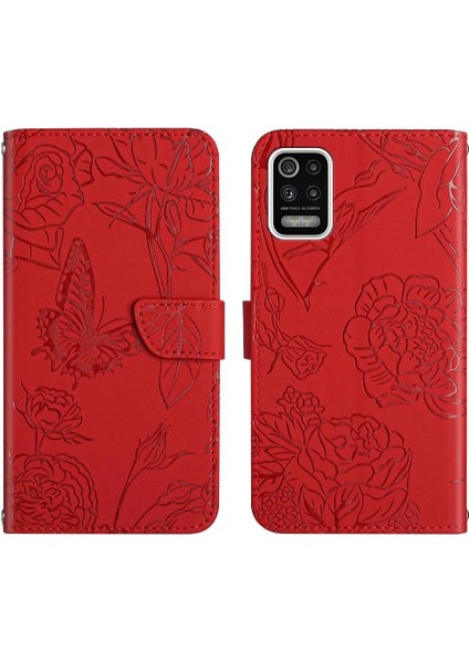 Lg K42 Anti-Damla Koruma Çiçekler ve Bilek Pu ile Kelebekler Için Kılıf (Yurt Dışından)