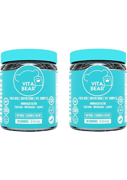 Strong Hair Gummy Vitamin 60 Adet Biyotin ve Folik Asit İçeren 2'li Paket