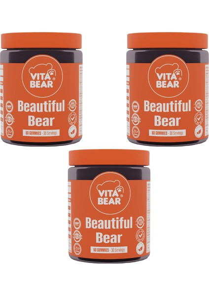 Beautiful Bear Cilt Vitamini 60 Adet 3'lü Paket