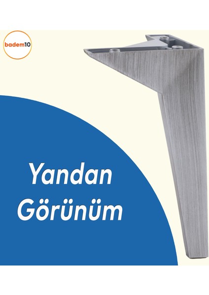 Moderno Mobilya Kanepe Sehpa Tv Ünitesi Baza Koltuk Ayağı Çekyat Saten Gri Eskitme 23 cm Ayakları