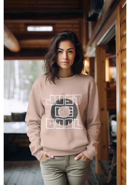 White Just Be Cool Tarz Kadın Bisiklet Yaka Sweatshirt