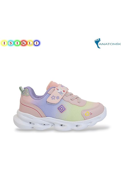 1809 Anatomik Tabanlı Işıklı Kız Çocuk Günlük Spor Ayakkabı - NKT01809-PUDRA-27