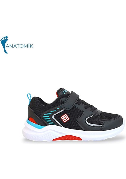 1565 Anatomik Taban Unisex Çocuk Sneakers Ayakkabı - NKT01565-SIYAH Kırmızı-32