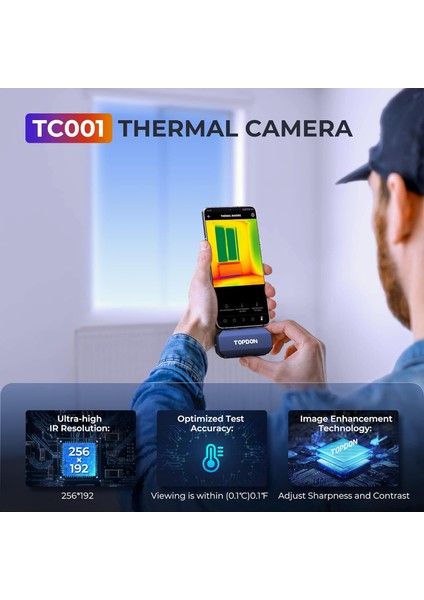 TC001 Android Için Termal Kamera, 256 x 192 Ir Yüksek Çözünürlük - Mavi