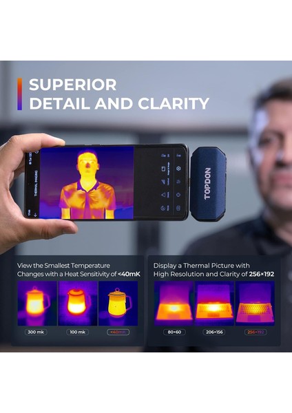 TC001 Android Için Termal Kamera, 256 x 192 Ir Yüksek Çözünürlük - Mavi