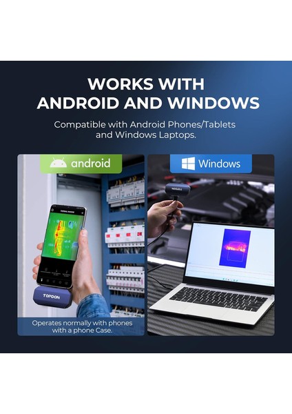 TC001 Android Için Termal Kamera, 256 x 192 Ir Yüksek Çözünürlük - Mavi