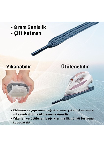 Exclusive 120 cm Yassı Spor Ayakkabı Bağcığı, Çift Katmanlı Örgülü Sneakers Bağcık, 1 Çift