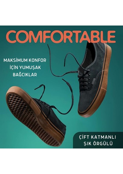 Exclusive 120 cm Yassı Spor Ayakkabı Bağcığı, Çift Katmanlı Örgülü Sneakers Bağcık, 1 Çift