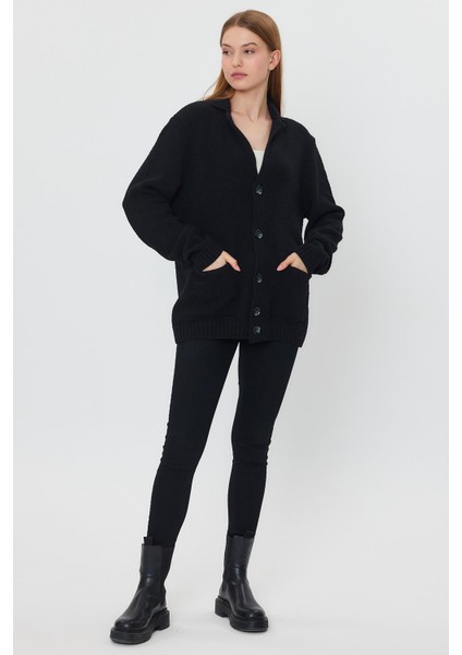 Düğmeli Salaş Triko Ceket (E23-6709-KDN) modelleri