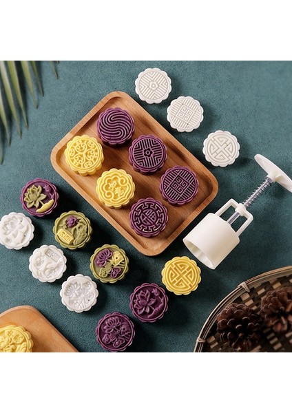 C Stili 1 Takım El Basın Çerez Damgası Ay Kek Dekor Kalıp Varil Mooncake Kalıp 75G Pasta Dıy Aracı Sonbahar Ortası Festivali (Yurt Dışından) fiyatları