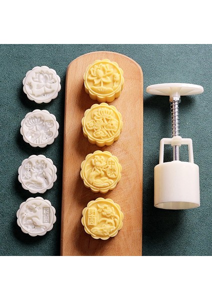 C Stili 1 Takım El Basın Çerez Damgası Ay Kek Dekor Kalıp Varil Mooncake Kalıp 75G Pasta Dıy Aracı Sonbahar Ortası Festivali (Yurt Dışından) fırsatları