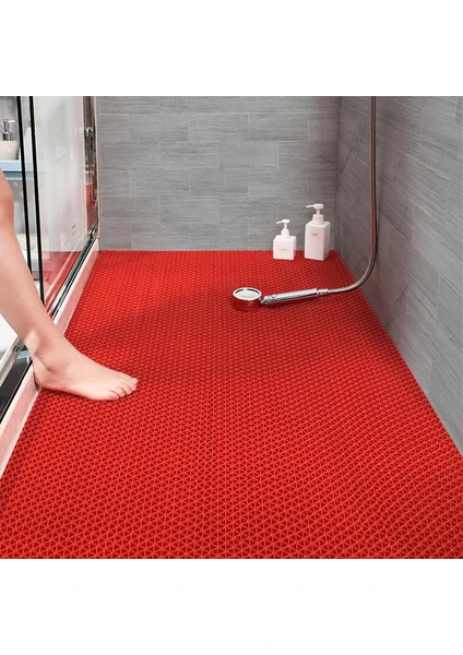 Banyo Duş Havuz Yeni Petek Paspas Kaydırmaz Pvc Paspas / Kırmızı En : 90 cm . x  1 Mt Petek1796