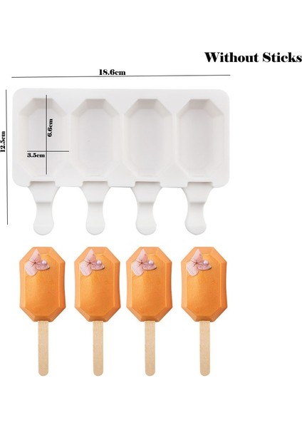 Çubuksuz E Tarzı Dıy Silikon Kalıp Fırın Tepsisi Dondurma Kalıpları Kek Buzlu Şeker Cakesicles Çikolata Pasta ve Fırın Mutfak Gereçleri Aksesuarları (Yurt Dışından)